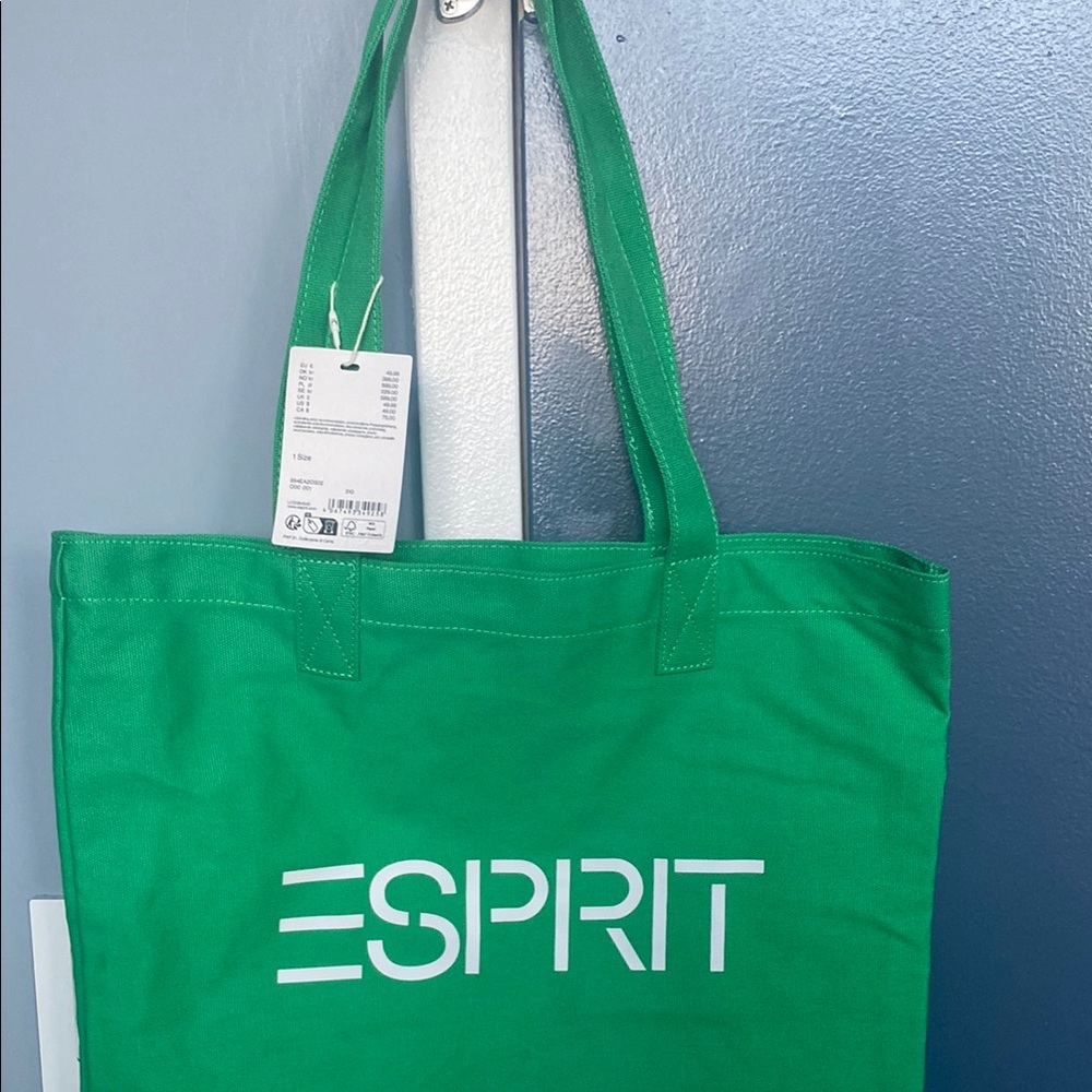 Esprit Green Canvas Tote Bag with Logo